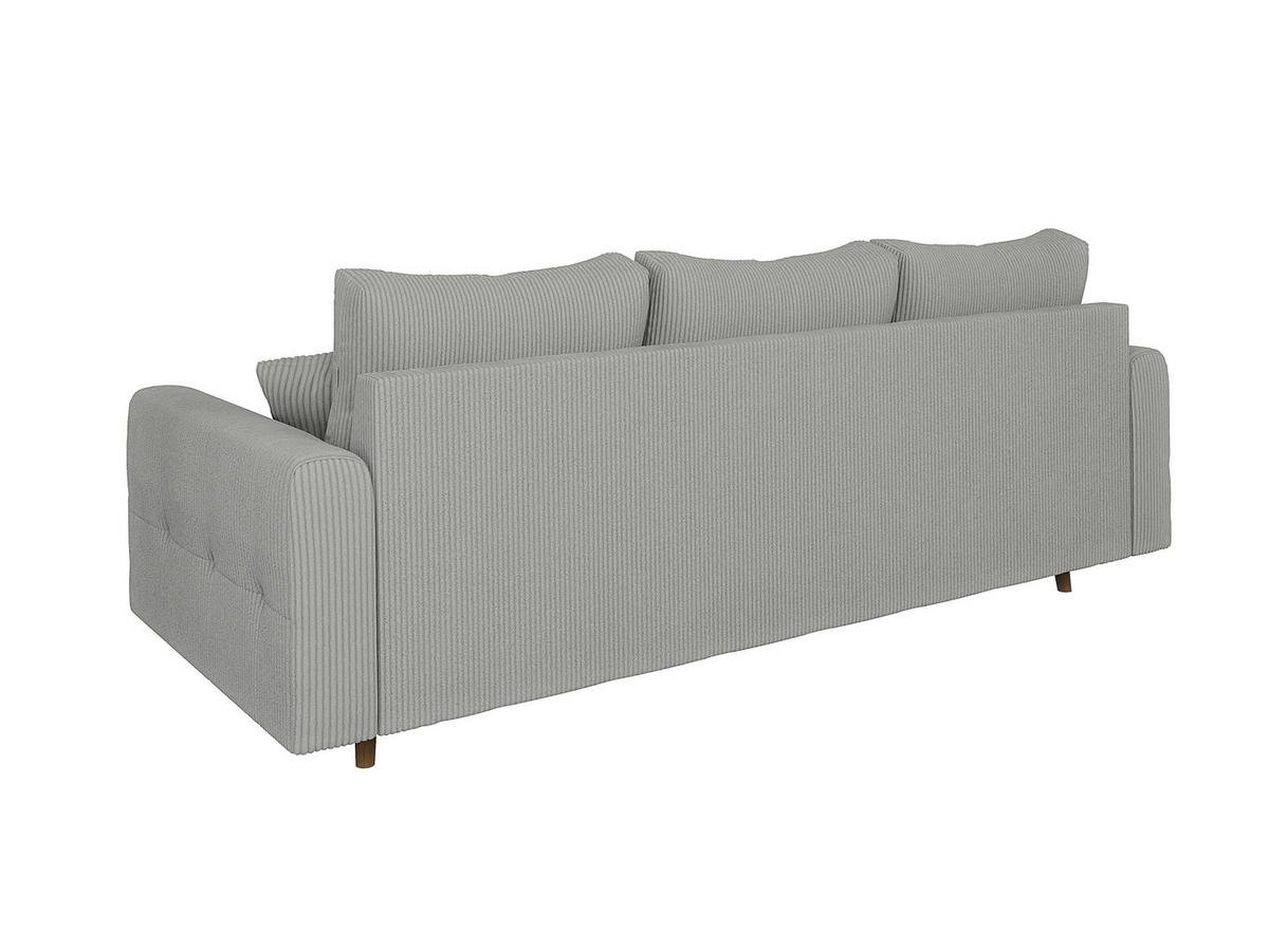 3-SITZER-SOFA Alma Hellgrau Cord - Hellgrau/Braun, Holz/Textil (210/81/93cm) - S-Style Möbel