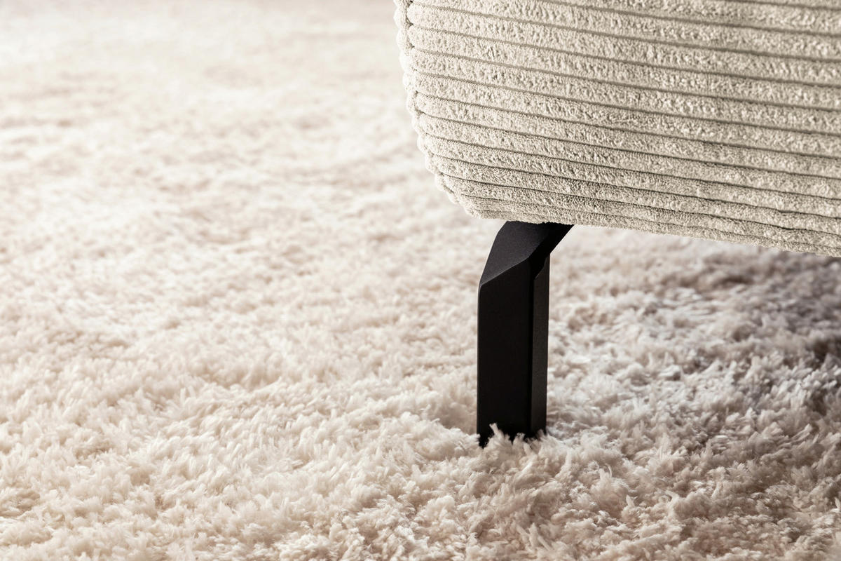 ECKSOFA MIT MOTORISCHEM SITZVORZUG DELIA Cremeweiß Cord - Creme/Schwarz, Textil/Metall (312/219cm) - KAWOLA