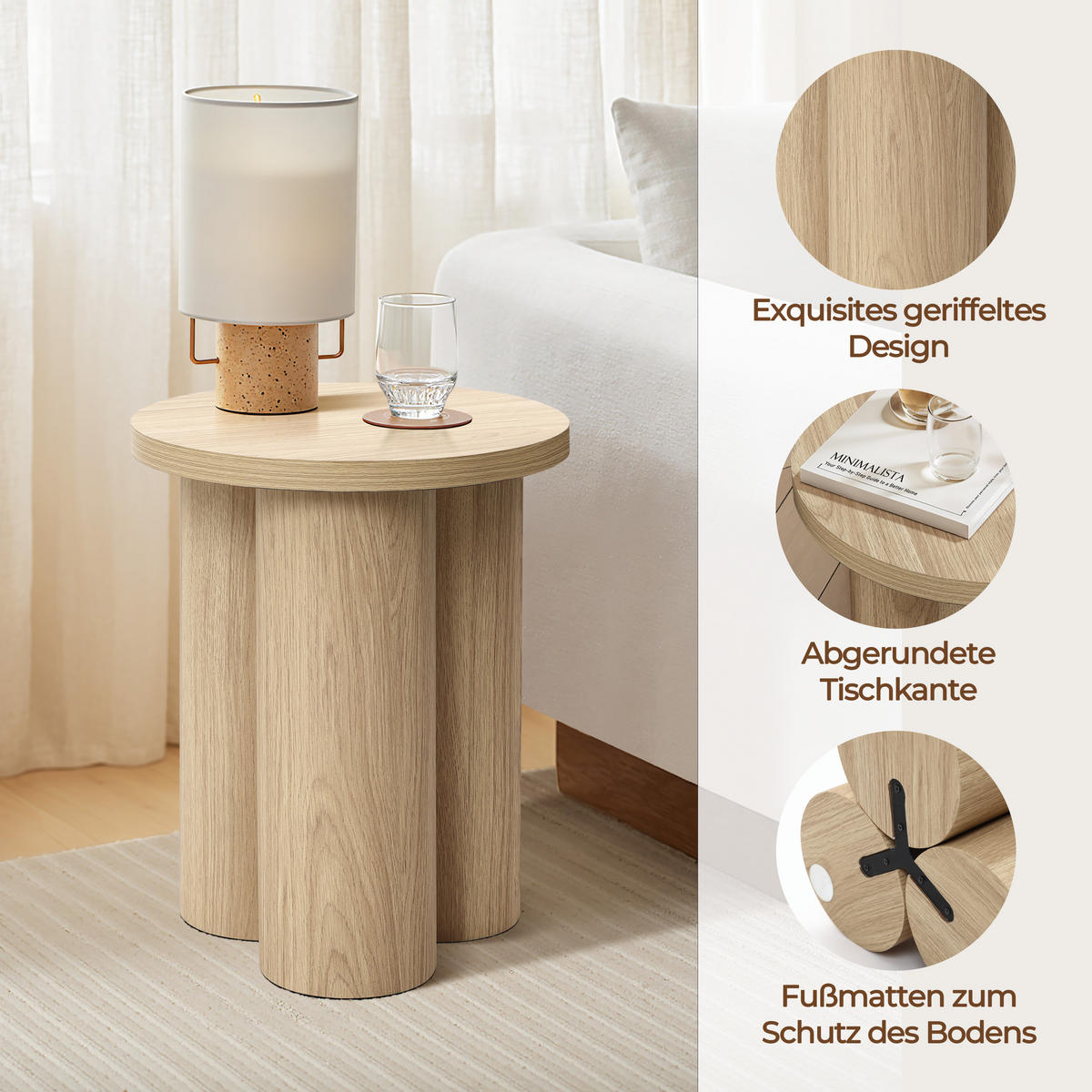 BEISTELLTISCH Rund, Holz | Ø40 x H50 cm - Braun, Holzwerkstoff (40/40/50cm) - Hometopia