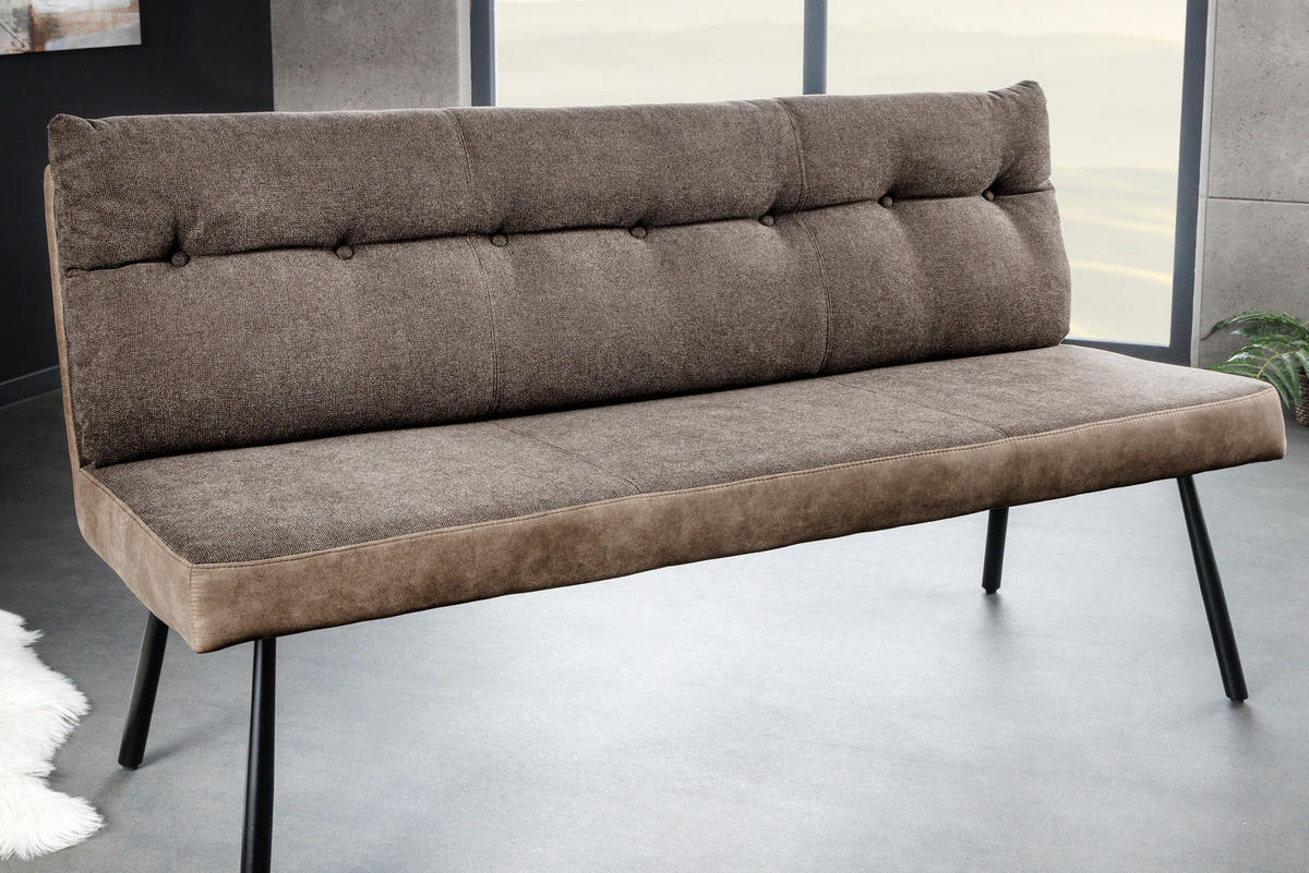 SITZBANK BIG GEORGE Flachgewebe Taupe 160 cm - Taupe/Schwarz, Textil/Metall (160/90/69cm) - riess-ambiente