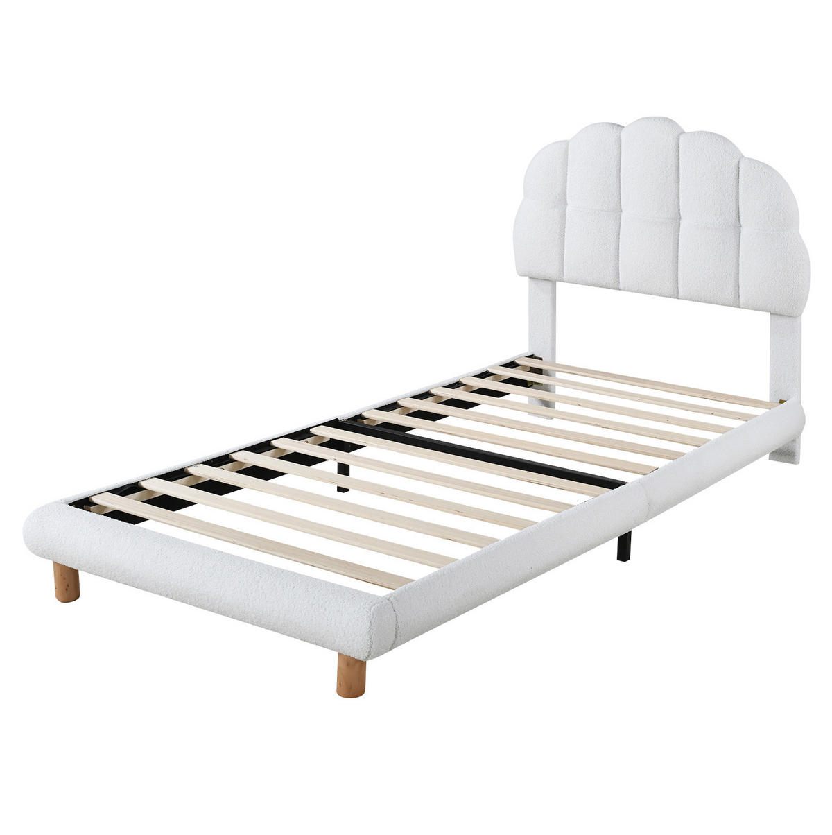 POLSTERBETT mit Lattenrost 90x200 cm Bouclé Weiß - Weiß, Holzwerkstoff (90/200cm) - Beauniv