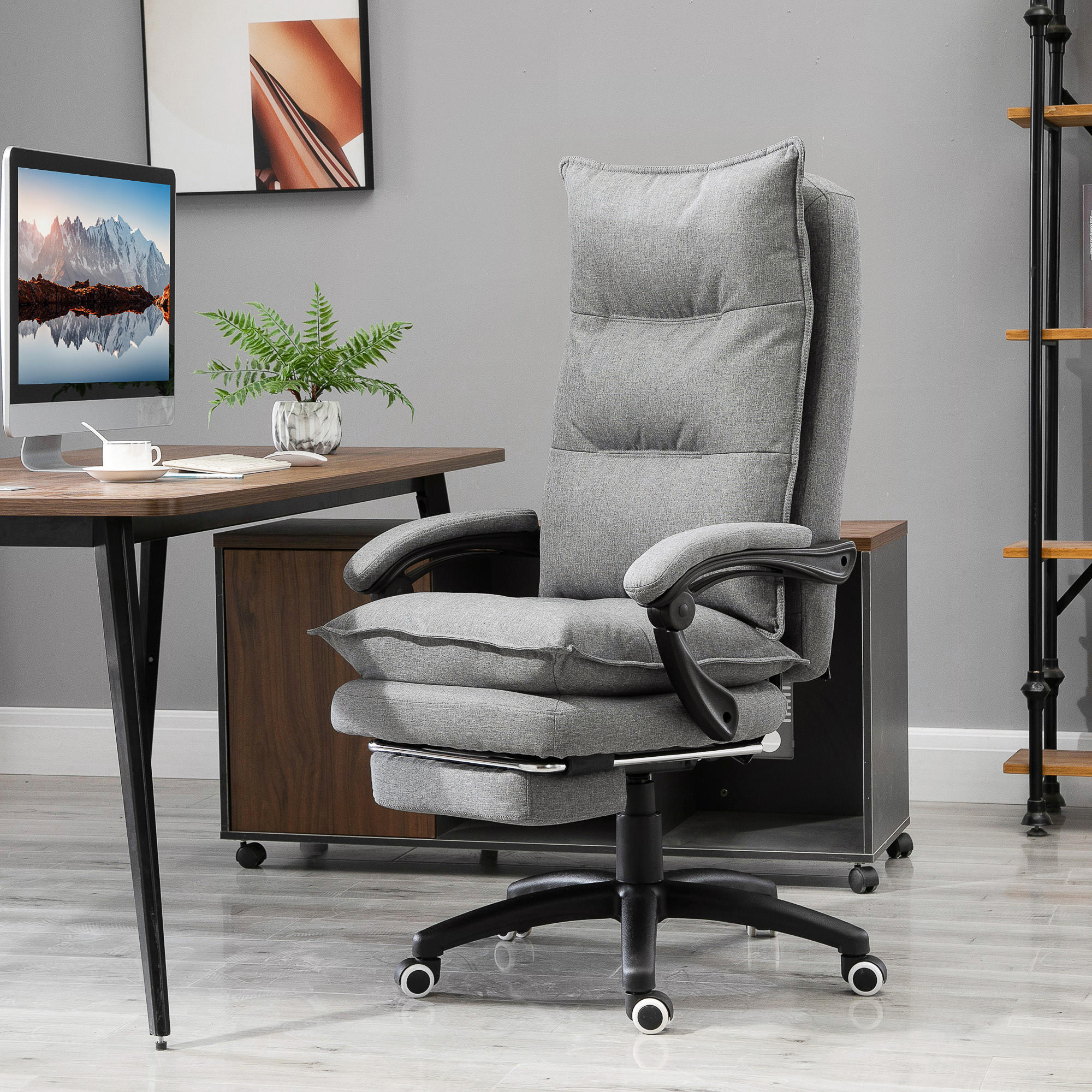 BÜROSTUHL, massage, Chefsessel, Grau - Grau, Kunststoff (62/120/70cm) - Vinsetto