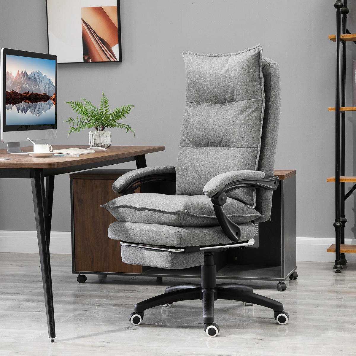 BÜROSTUHL massage Drehstuhl Massagefunktion Chefsessel höhenverstellbar Grau - Grau, Kunststoff (62/130/70cm) - Vinsetto
