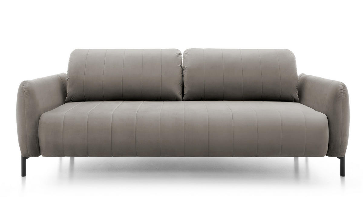 SCHLAFSOFA Neva Grau Velours 234 cm - Schwarz/Grau, Textil/Metall (234/90/100cm) - Selsey