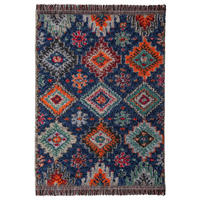 HOCHFLORTEPPICH mit Fransen TAFRAUT, im Berber-Stil, Marineblau, 200 x 300 cm - Blau, Textil (300/200cm) - KADIMA DESIGN