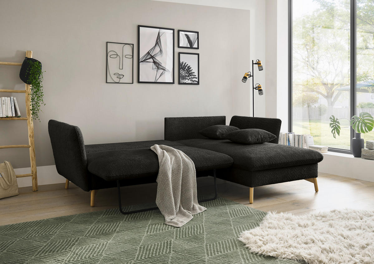 ECKSOFA S11 Ambriamo Anthrazit 258/91/167 cm Recamiere rechts - Anthrazit, Textil (258/167cm) - Livojo