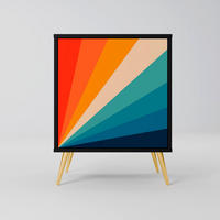 SIDEBOARD PRISM CONCUSSION, Schwarz, 57,5x42x75,5 cm, Goldfarbene Metallfüße - Goldfarben/Multicolor, Holzwerkstoff/Metall (57.5/75.5/42cm) - SpaceRebels