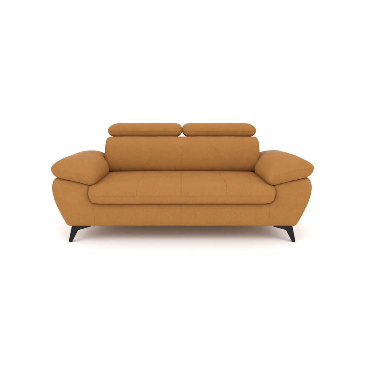 2,5-SITZER Karlstad Flachgewebe Gold verstell. Kopfstützen B 194 cm - Dunkelgelb, Kunststoff/Textil (194/84/100cm) - foamnova