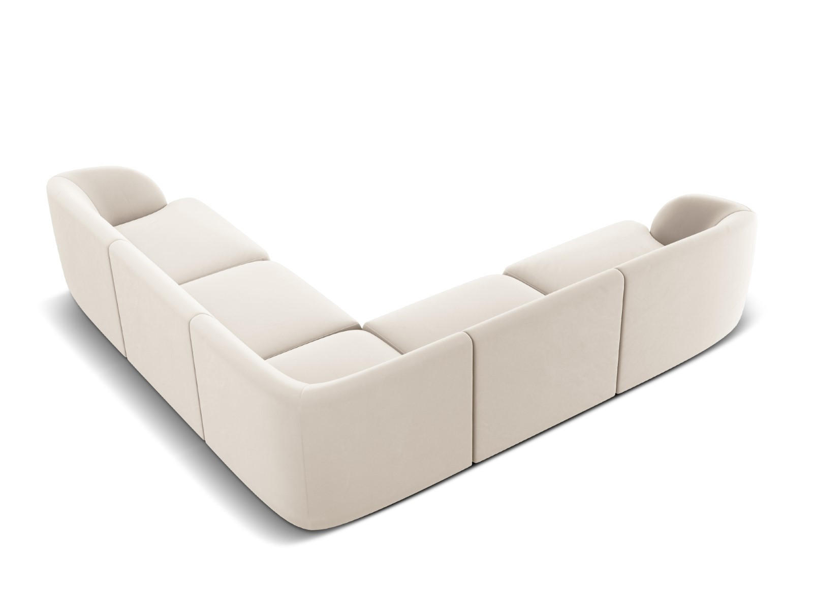 WENDBARES-ECKSOFA Miley aus Samt leichtes beige 5 Sitzplätze - Beige, Textil (255/255cm) - Micadoni