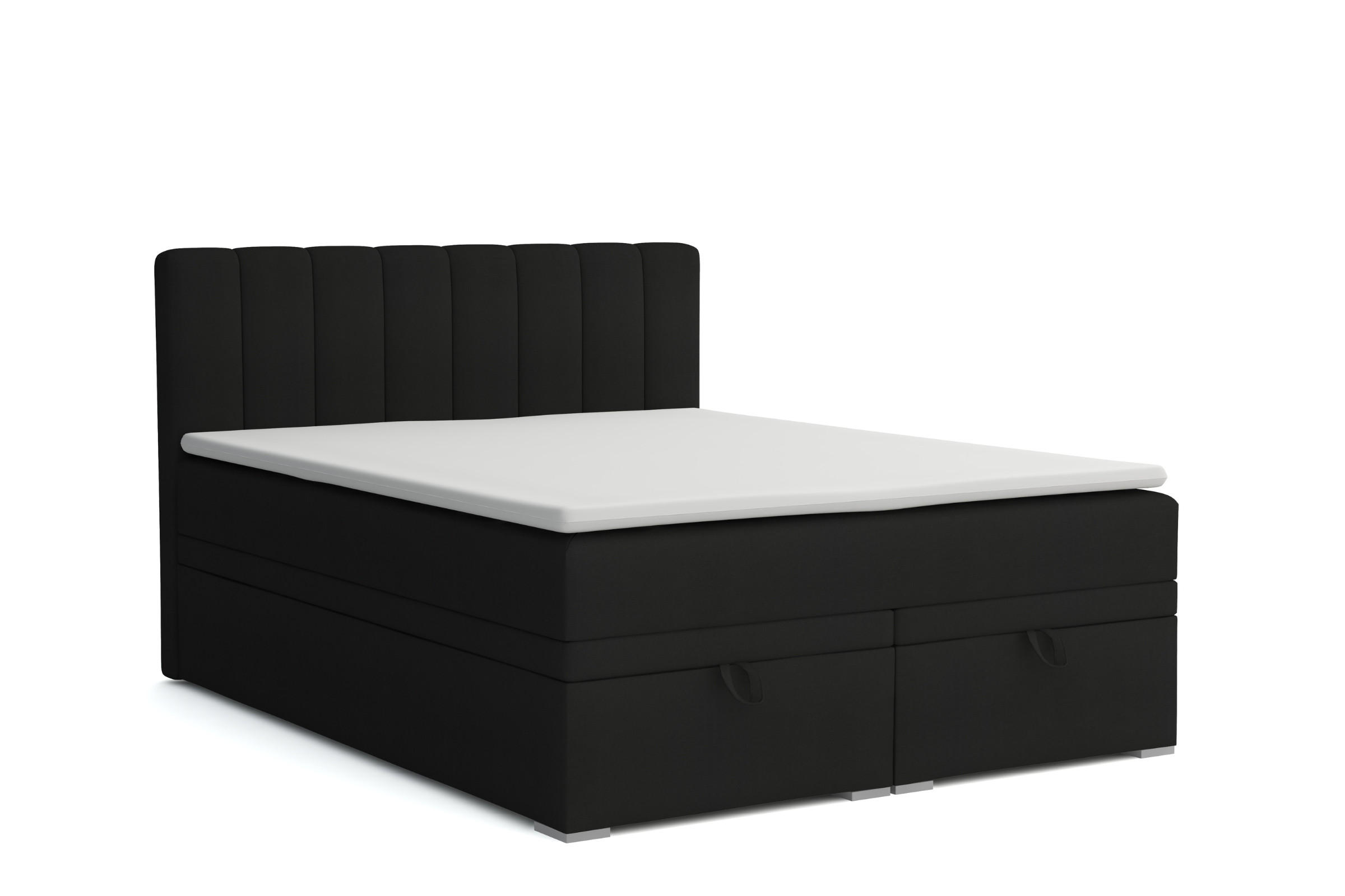 BOXBETT DAVID 120/200 Velour Schwarz mit einer Matratze H4 - Schwarz, Holz/Holzwerkstoff (120/200cm) - Deine Möbel 24