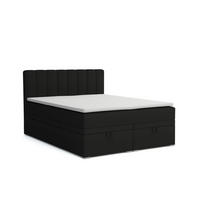 BOXBETT DAVID 120/200 Velour Schwarz mit einer Matratze H4 - Schwarz, Holz/Holzwerkstoff (120/200cm) - Deine Möbel 24