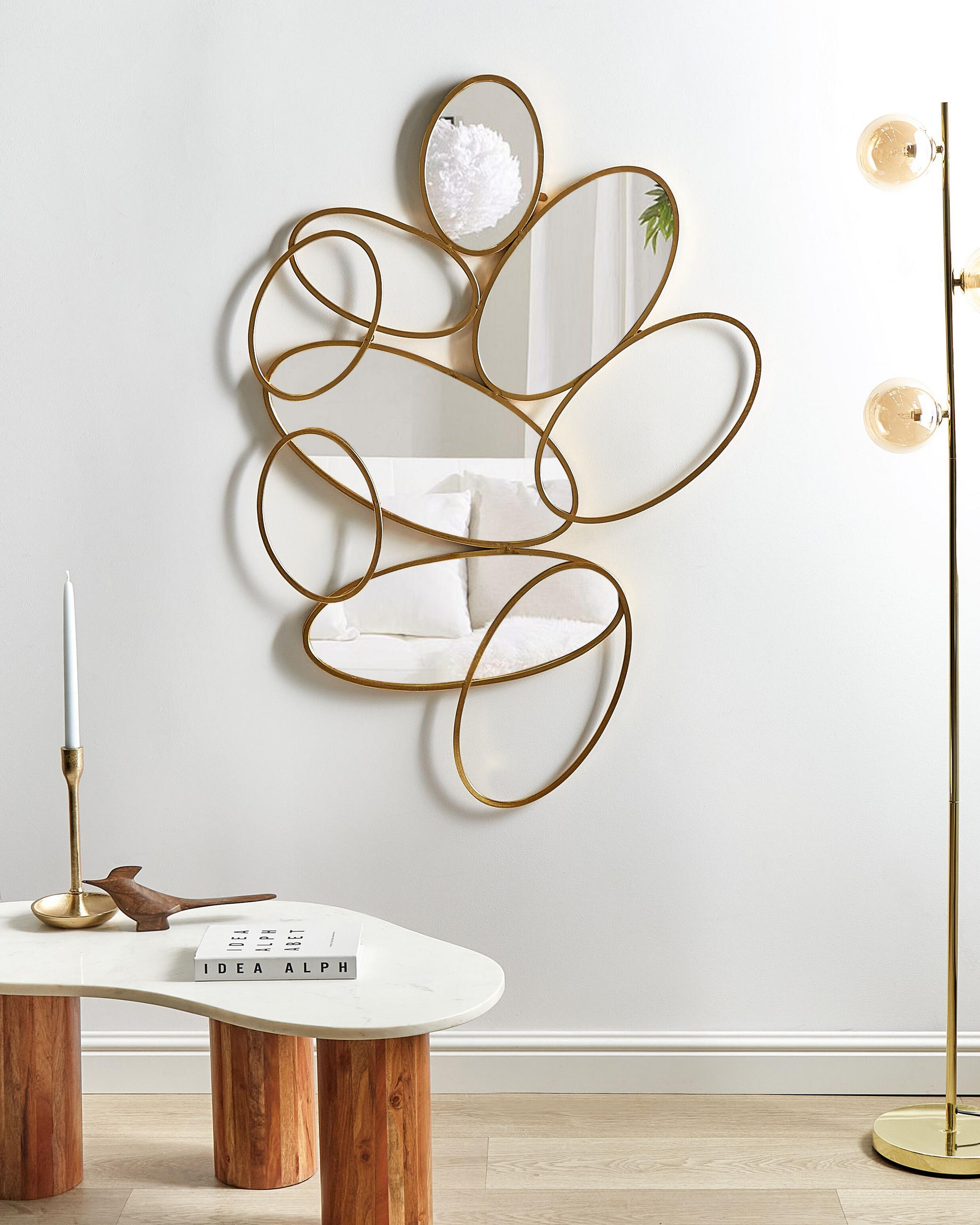 Thumbnail - Beliani Wandspiegel, Gold, Metall, Freiform, 113x77x2 cm, Spiegel, Wandspiegel