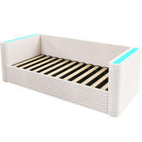 TAGESBETT aus Samt und MDF 90x200 cm Beige mit hydraulischem Stauraum und LED-Beleuchtung - Beige, Textil (90/200cm) - IVMEU