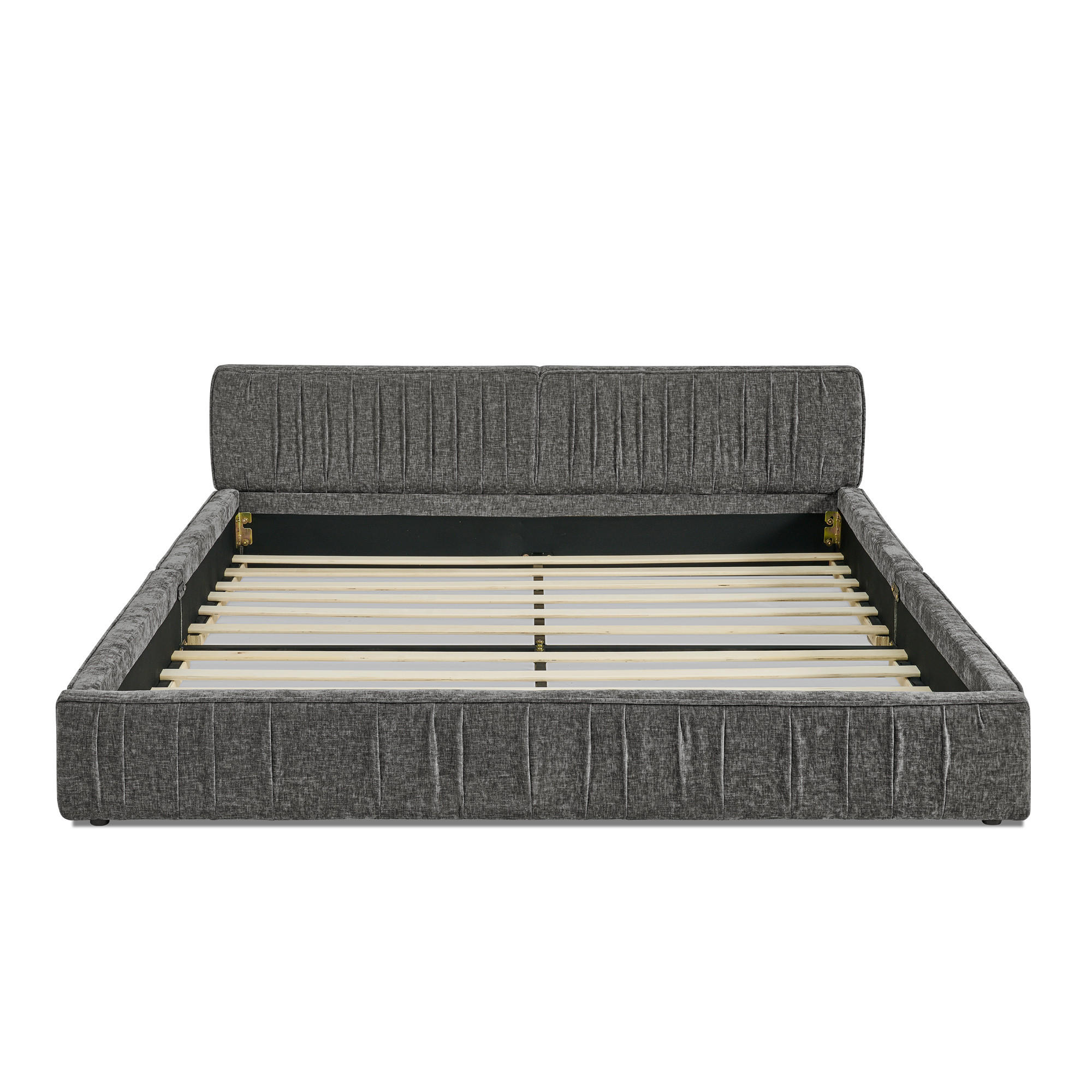 POLSTERBETT 160x200 cm Chenille Holzrahmen grau - Dunkelgrau, Kunststoff (160/200cm) - LEBENLANG