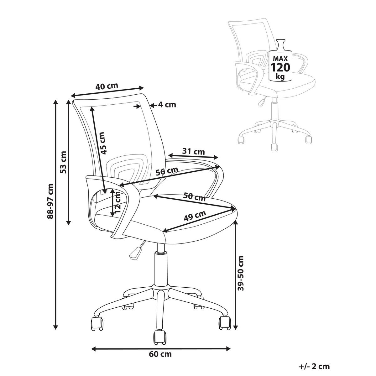 BÜROSTUHL Hellgrau Solid - Silberfarben/Weiß, Textil (60/88/60cm) - Beliani