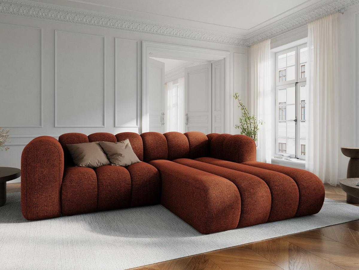 ECKSOFA modular rechts Lupine aus Chenille-Stoff terrakotta 3 Sitzplätze - Terra cotta, Textil (177/230cm) - Micadoni