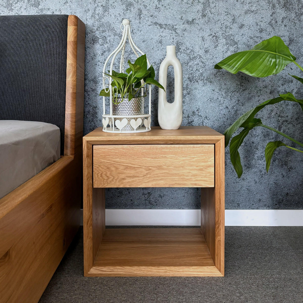 NACHTTISCH Modena aus massivem Eichenholz - Eichefarben/Naturfarben, Holz (50/50/40cm) - Danzz