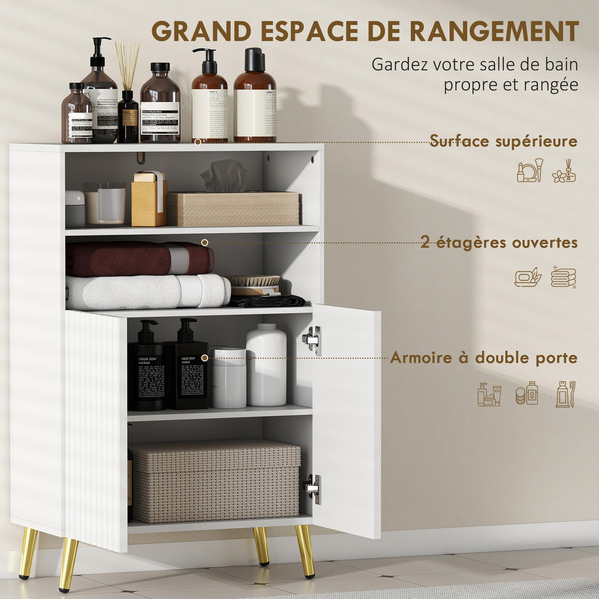 BADEZIMMERSCHRANK Weiß 60/31,8/93 cm - Weiß, Holzwerkstoff (60/93/31.8cm) - PANGIVO