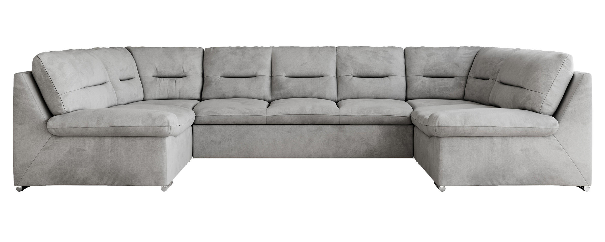 WOHNLANDSCHAFT MORBIDO U Hellgrau Velvet - Silberfarben/Hellgrau, Textil/Metall (340/93/206cm) - MKS