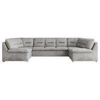WOHNLANDSCHAFT COMODO U Hellgrau Velvet - Silberfarben/Hellgrau, Textil/Metall (340/93/206cm) - MKS