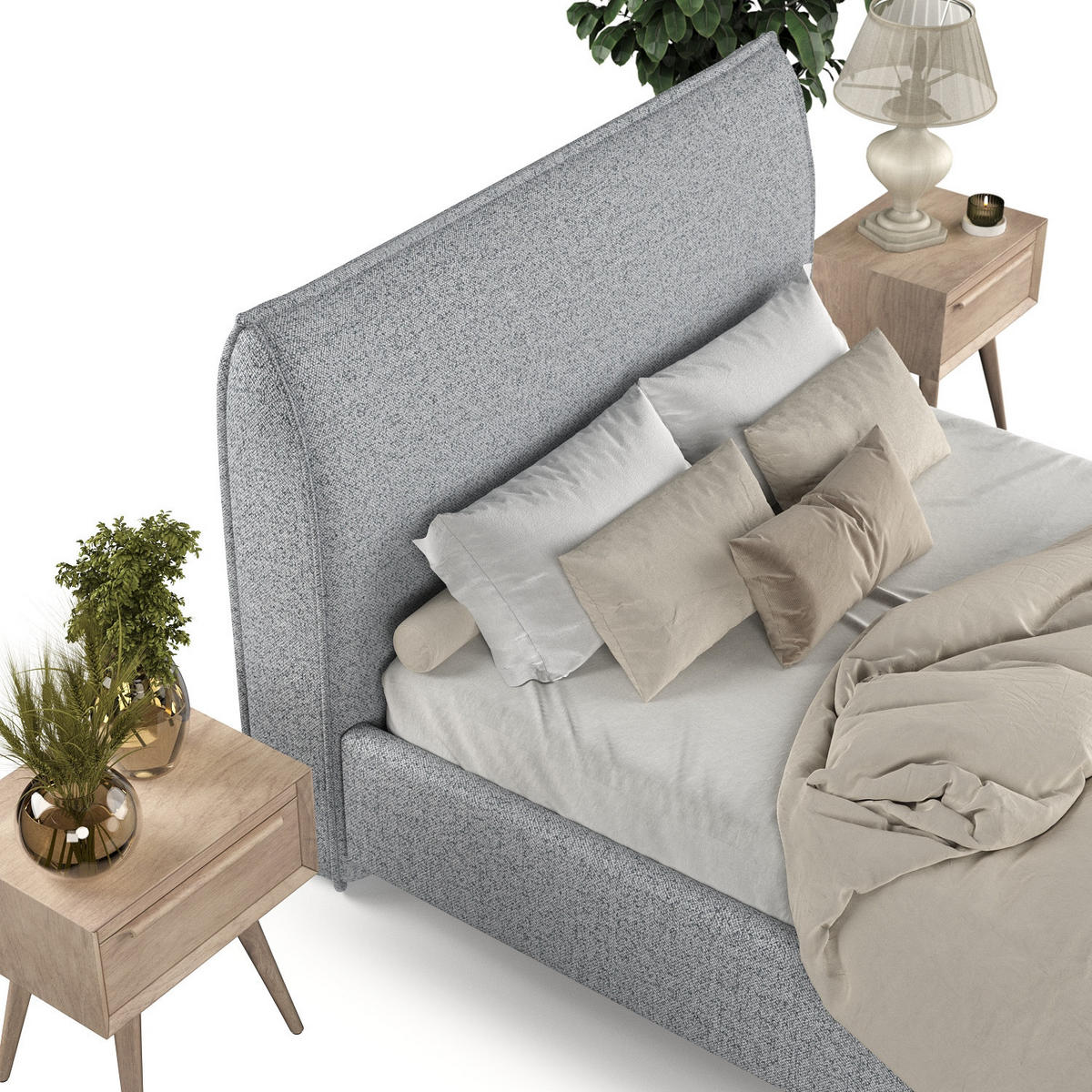 POLSTERBETT Mira 120/200 cm Grau im Riva Stoff - Naturfarben/Grau, Holz/Holzwerkstoff (120/200cm) - AltaBeds