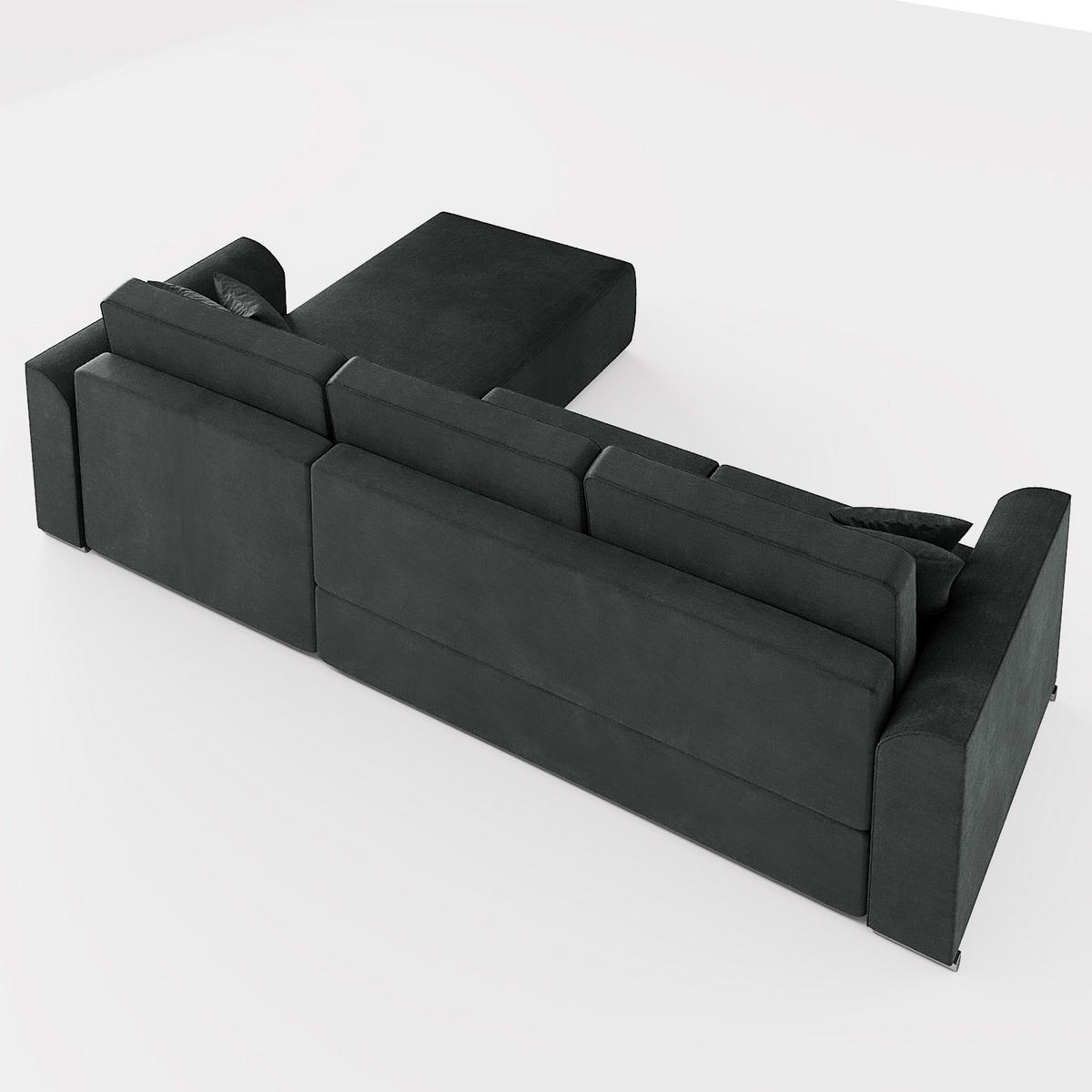 ECKSOFA LUMO L Rechts Braun Velours-Stoff mit Schlaffunktion und Bettkasten - Dunkelbraun, Textil (293/195cm) - Barchello