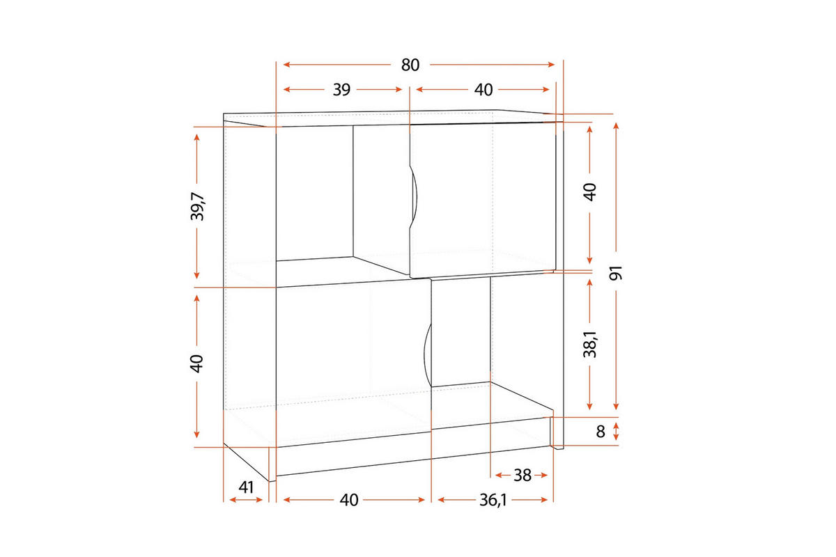 KINDERREGAL JUMI 80/91/40 cm in Grau/Eiche Artisan - Eiche Artisan/Grau, Holzwerkstoff (80/91/40cm) - Deine Möbel 24