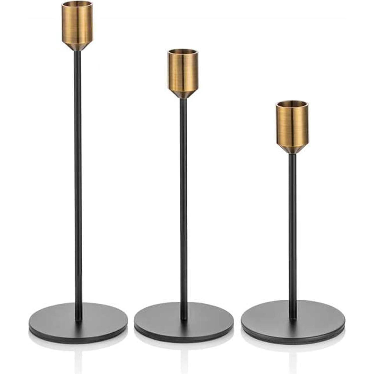 KERZENSTÄNDER 3er-Set Gold & Schwarz Metall - Multicolor, Metall (5/5/10cm)
