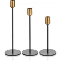 KERZENSTÄNDER 3er-Set Gold & Schwarz Metall - Multicolor, Metall (5/5/10cm)