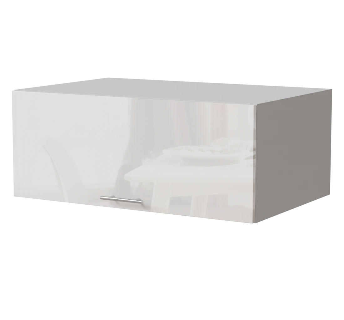 Feldmann-Wohnen Aufsatzschrank Weiß Hochglanz, Weiß 90x36x59 cm