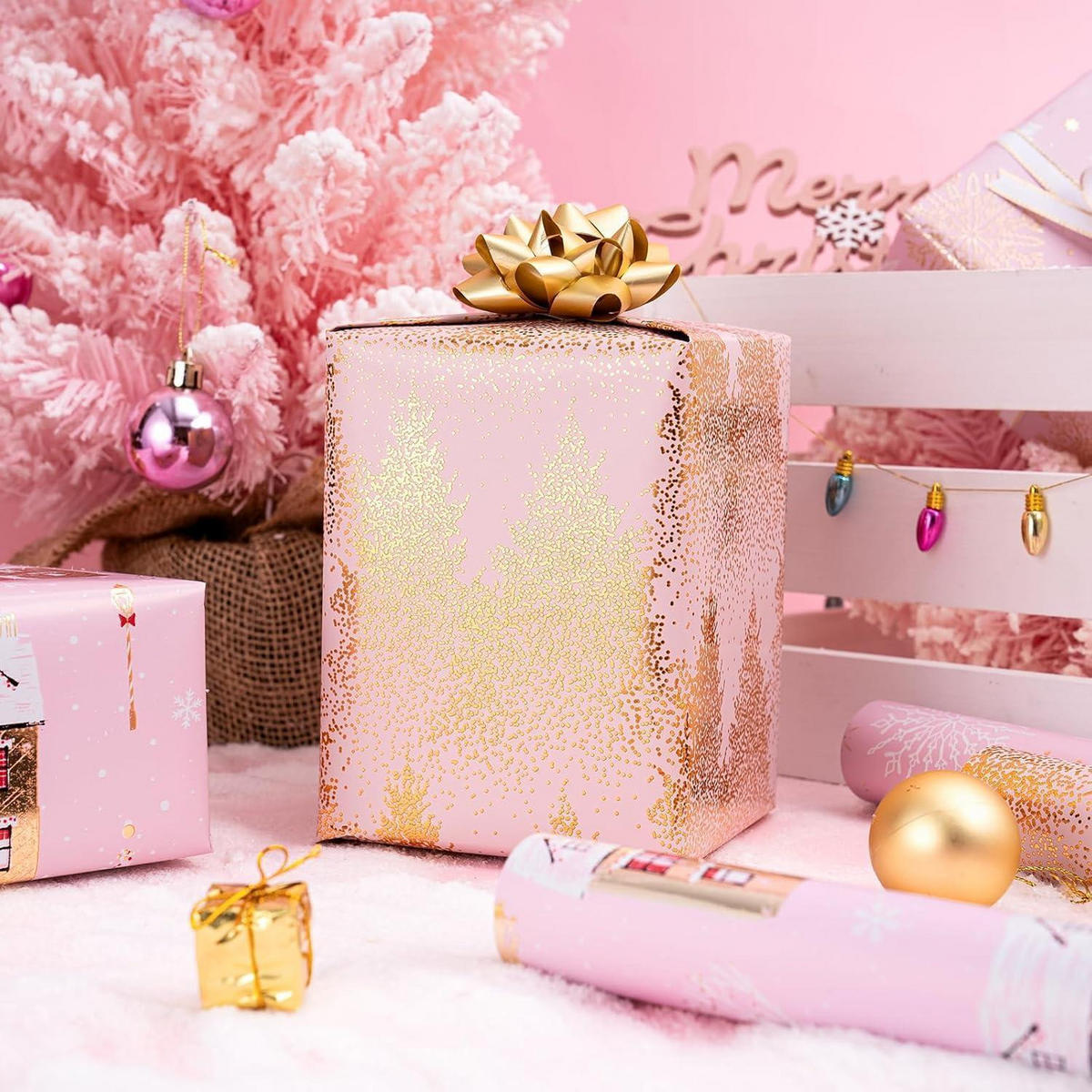 GESCHENKPAPIER 3-teiliges Set 43,2 cm x 3 m Rosa Gold - Multicolor, Papier (4/44/10cm)