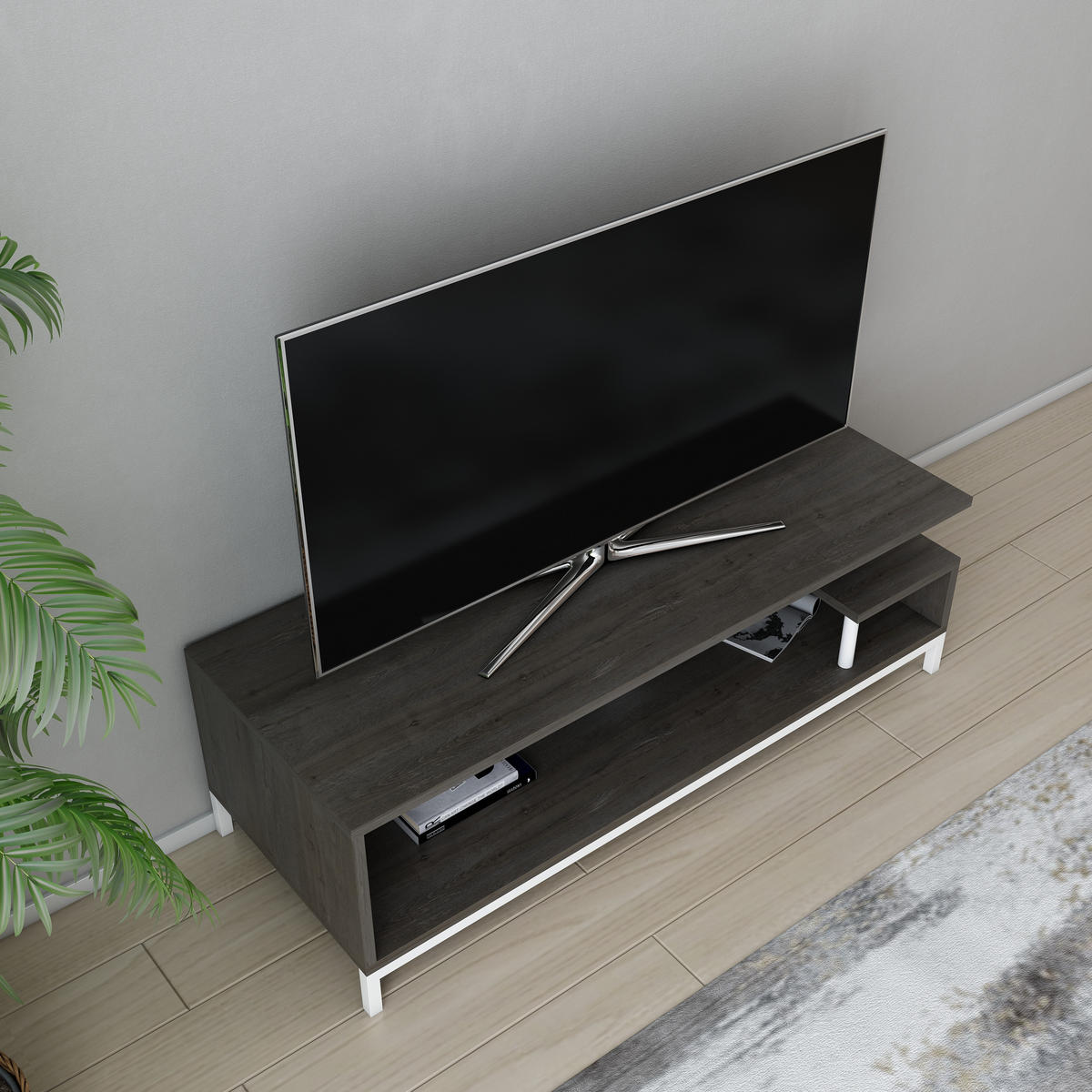 TV-LOWBOARD Reilly Weiß-Wenge - Wengefarben/Weiß, Holzwerkstoff (120/38/45cm) - Decorotika