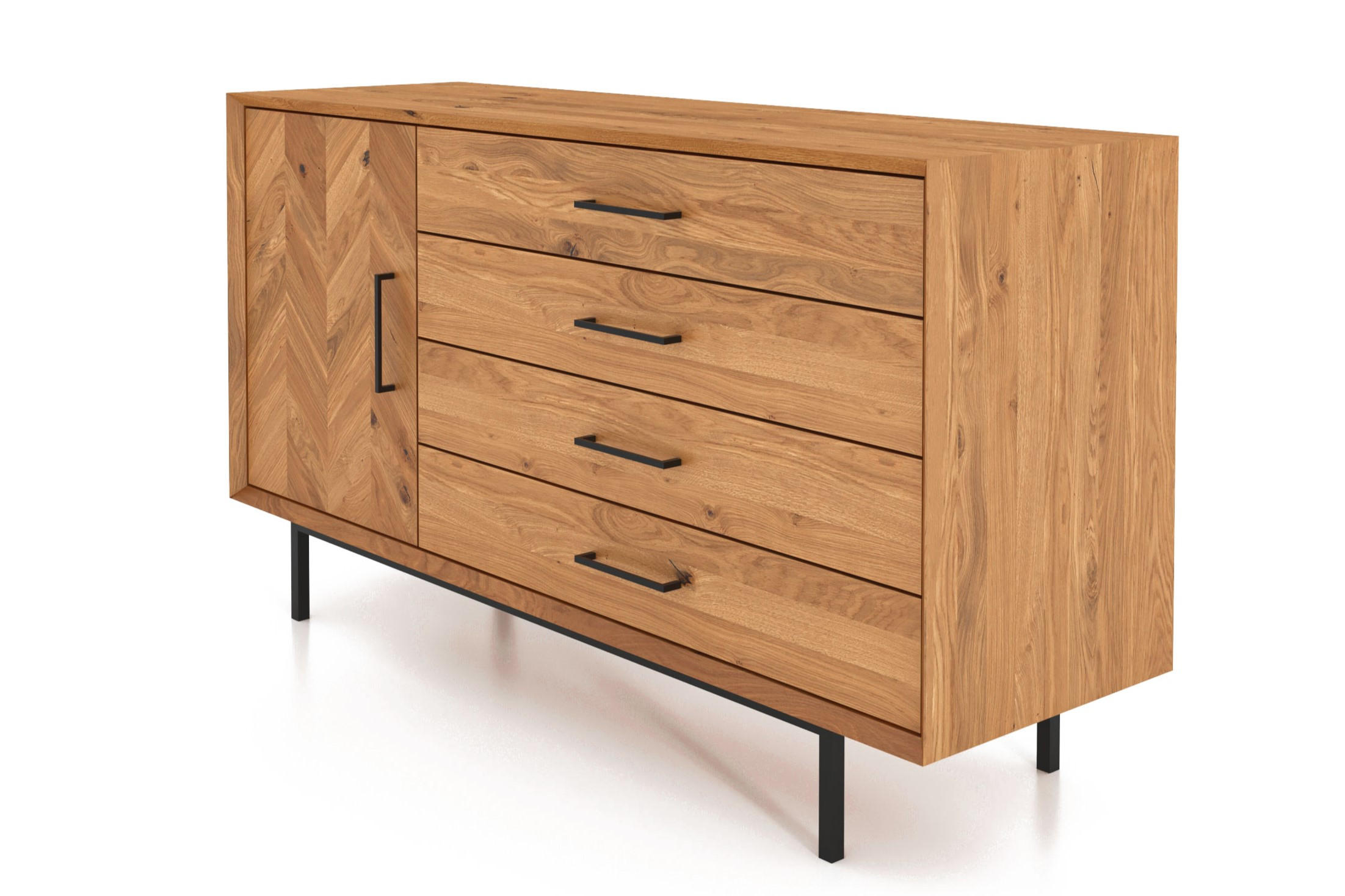 KOMMODE BREIT LEON Wildeiche - Wildeiche, Holz (144/80/45cm) - byoak