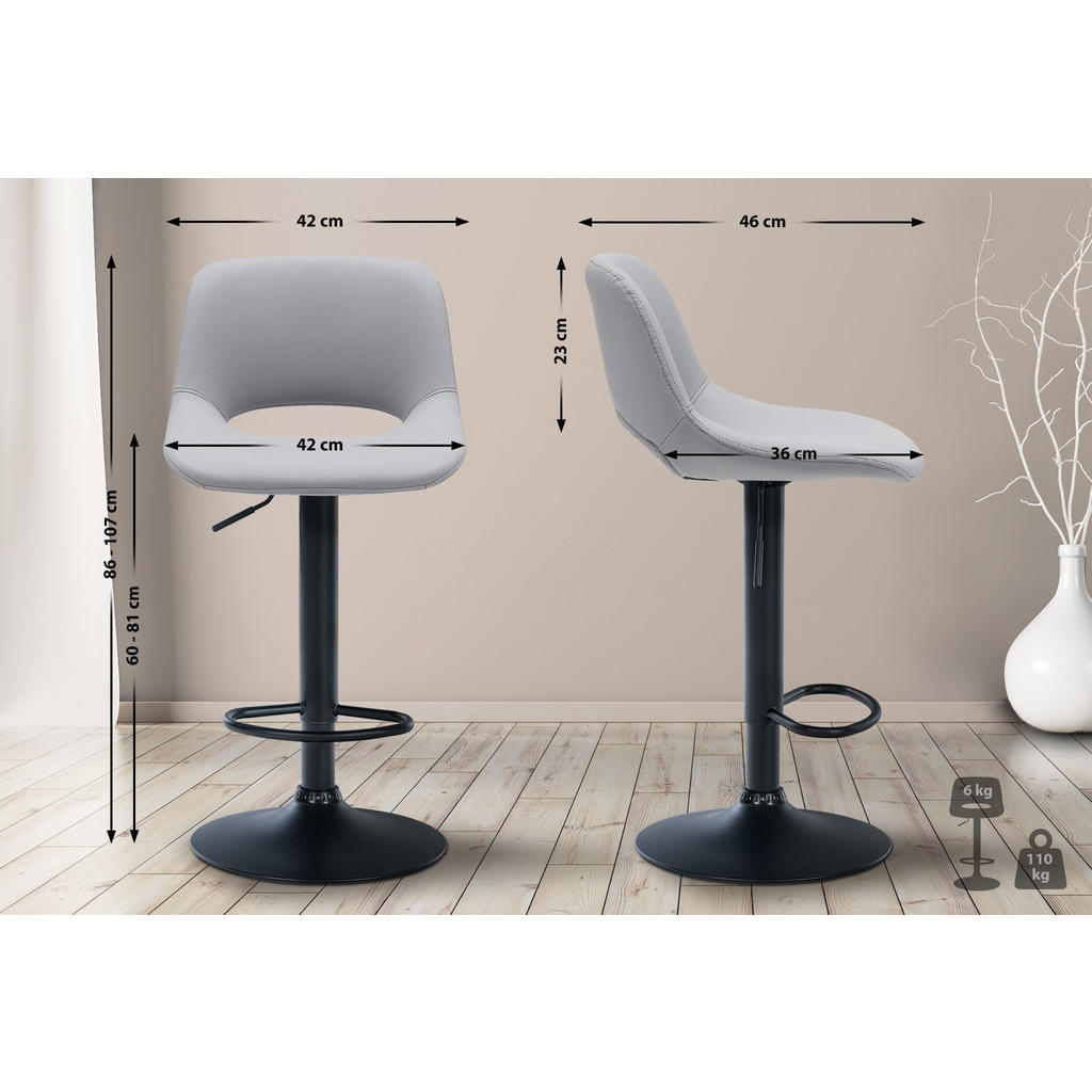 Thumbnail - CLP Barhocker, Grau, Textil, 42x86x46 cm, Esszimmer, Barmöbel, Barhocker