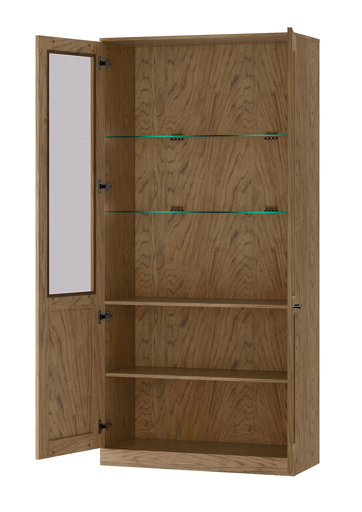 STANDVITRINE Cozy 12 Eiche Rustikal 95 / 42 / 200cm - Eichefarben/Braun, Holz/Metall (95/200/42cm) - Feldmann-Wohnen