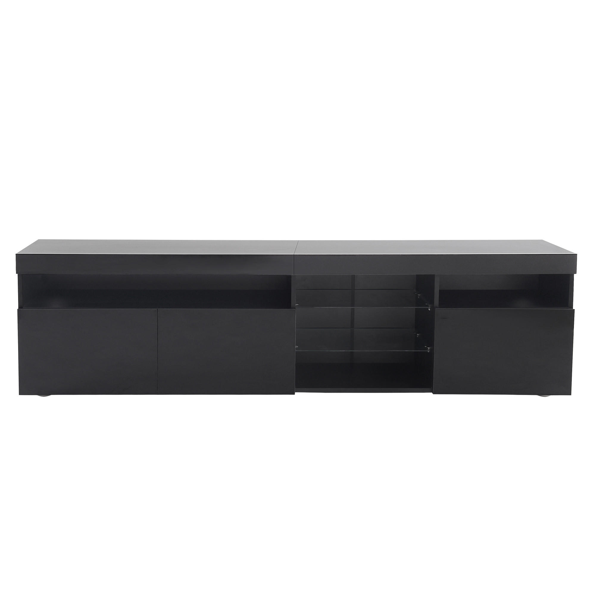 LOWBOARD 180/35/48 cm Schwarz aus MDF mit variabler LED-Beleuchtung - Schwarz, Holzwerkstoff (35/48/180cm) - OKMYHOME