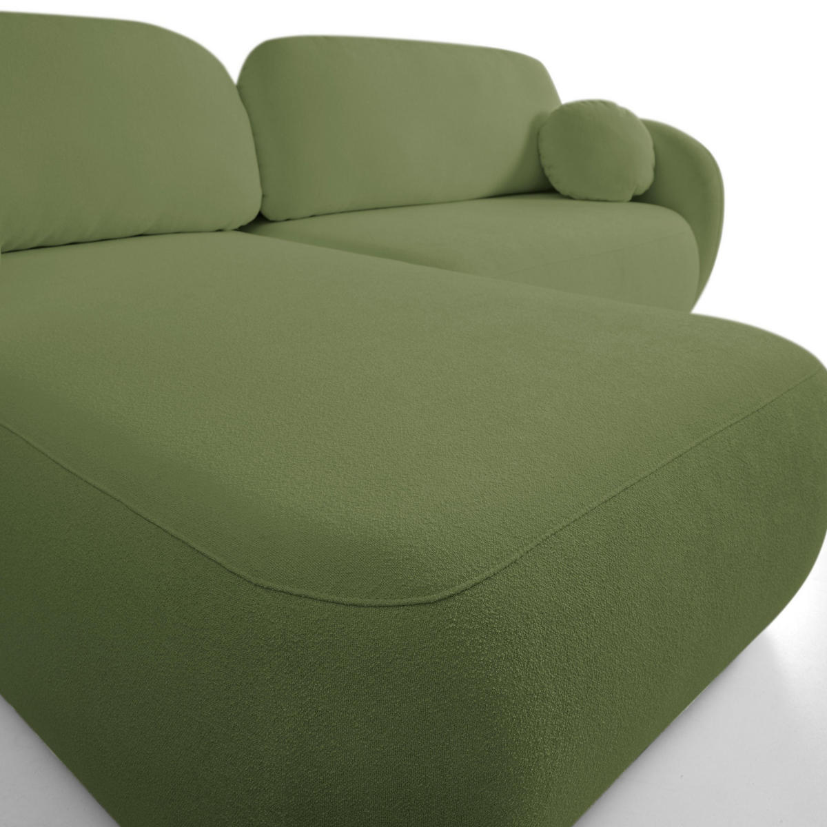 ECKSOFA AMICO L-S Grün Geflochtener Stoff mit Schlaffunktion - Grün, Holz (248/174cm) - MASSENO
