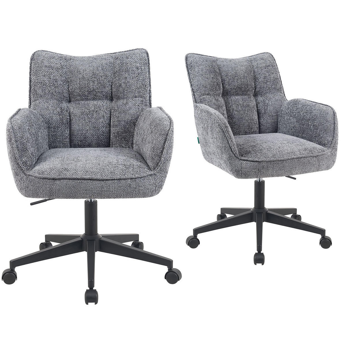 BÜROSTUHL Mika-Sven - Schwarz/Grau, Textil/Metall (59/81/66cm) - DUBI Möbel