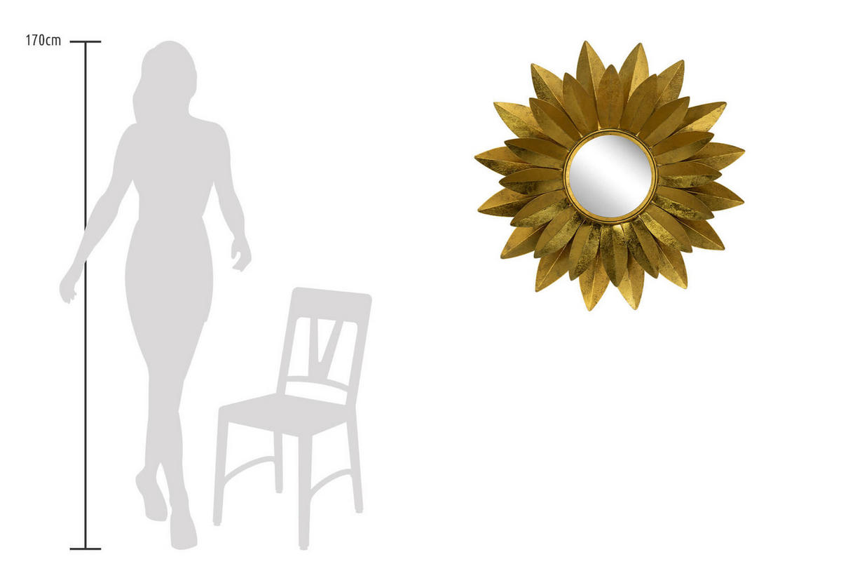 WANDSPIEGEL Gold 90/90 cm - Goldfarben, Metall (10.9/90/7cm) - KUNSTLOFT