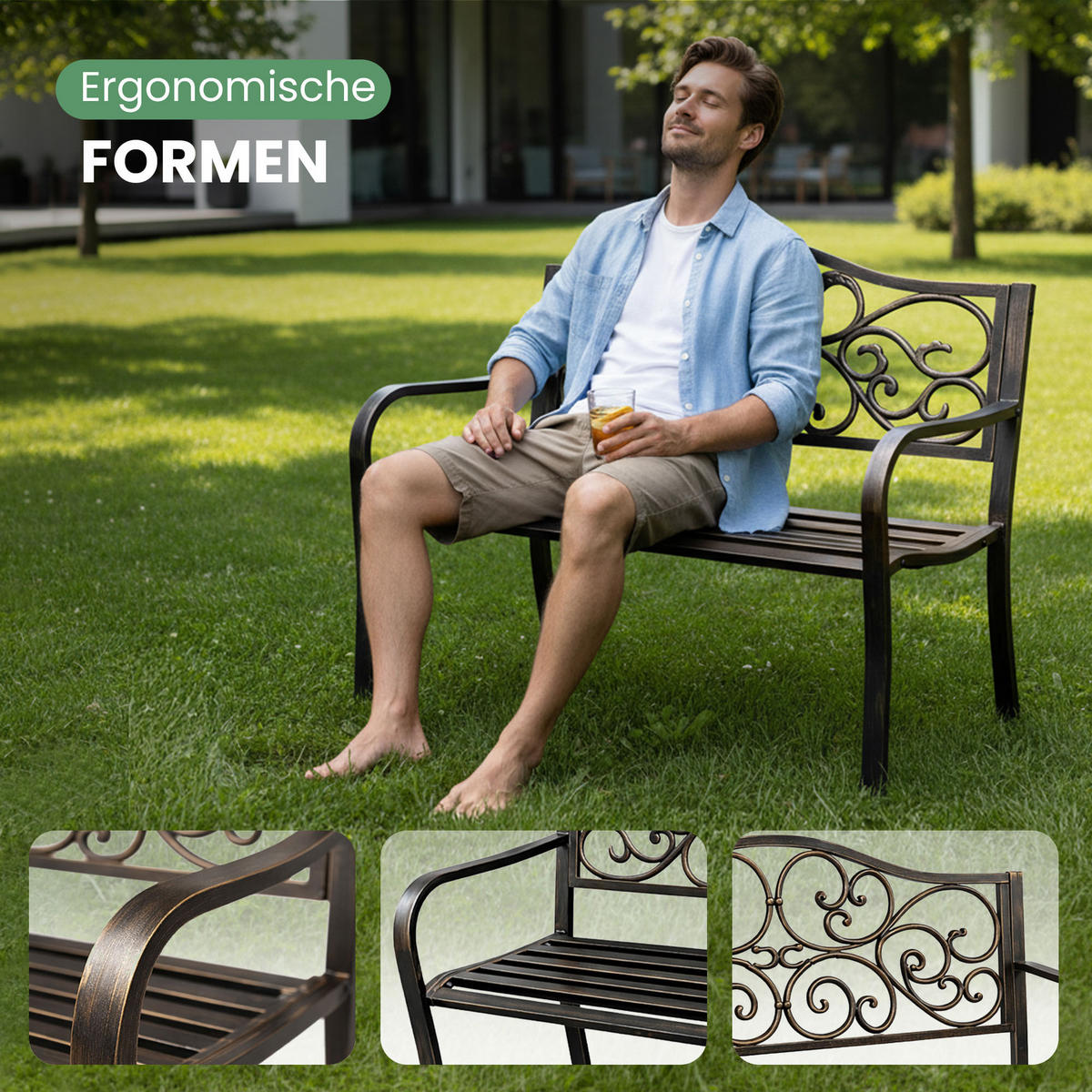 GARTENBANK IRGA Braun 127 x 89 x 62 cm - Braun, Metall (127/89/62cm) - Akord