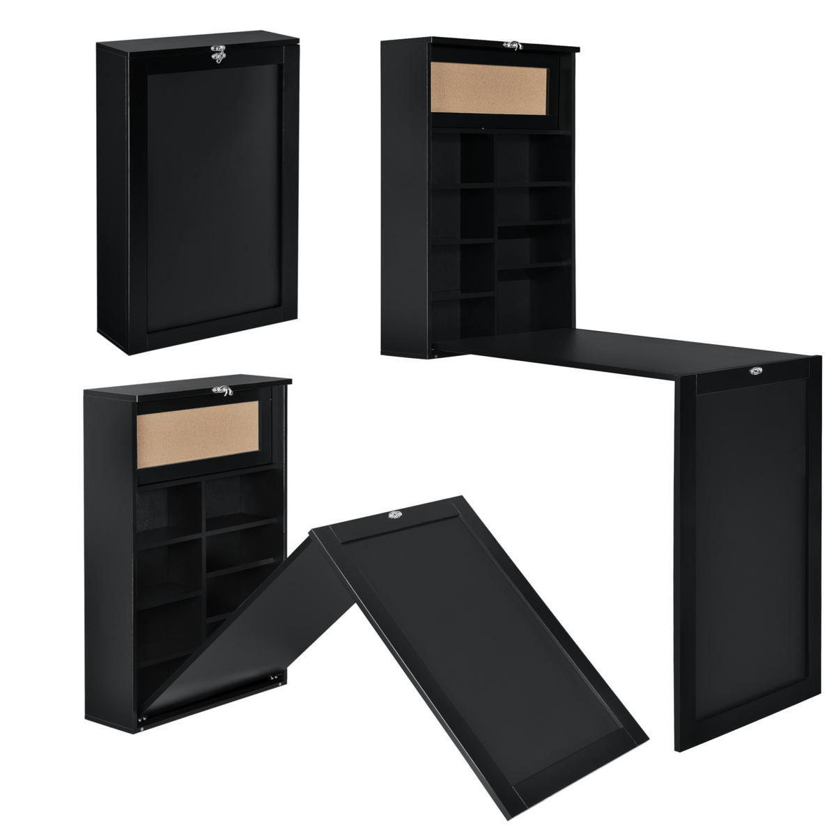 WANDKLAPPTISCH Kläppen - Schwarz, Holzwerkstoff (50/156/91.5cm) - [en.casa]