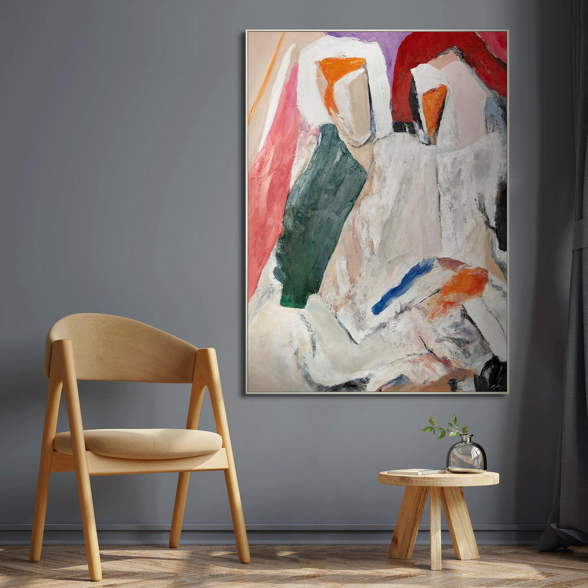 GEMÄLDE Schaffung Schattenfugenrahmen Beige 140x100 cm - Beige, Holz (140/100cm) - YS-art gallery