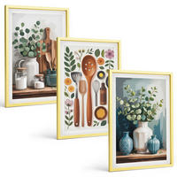BILDER SET 3er Set - 40x60 cm Goldrahmen - Küchenaccessoires auf pflanzlicher Basis - Goldfarben, Kunststoff (40/60cm) - TULUP