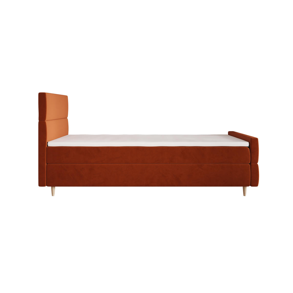 BOXBETT FLO PLUS 90x200 Itaka 01, mit Matratze H3 und Topper, Braun - Braun, Holz/Textil (90/200cm) - Bedante