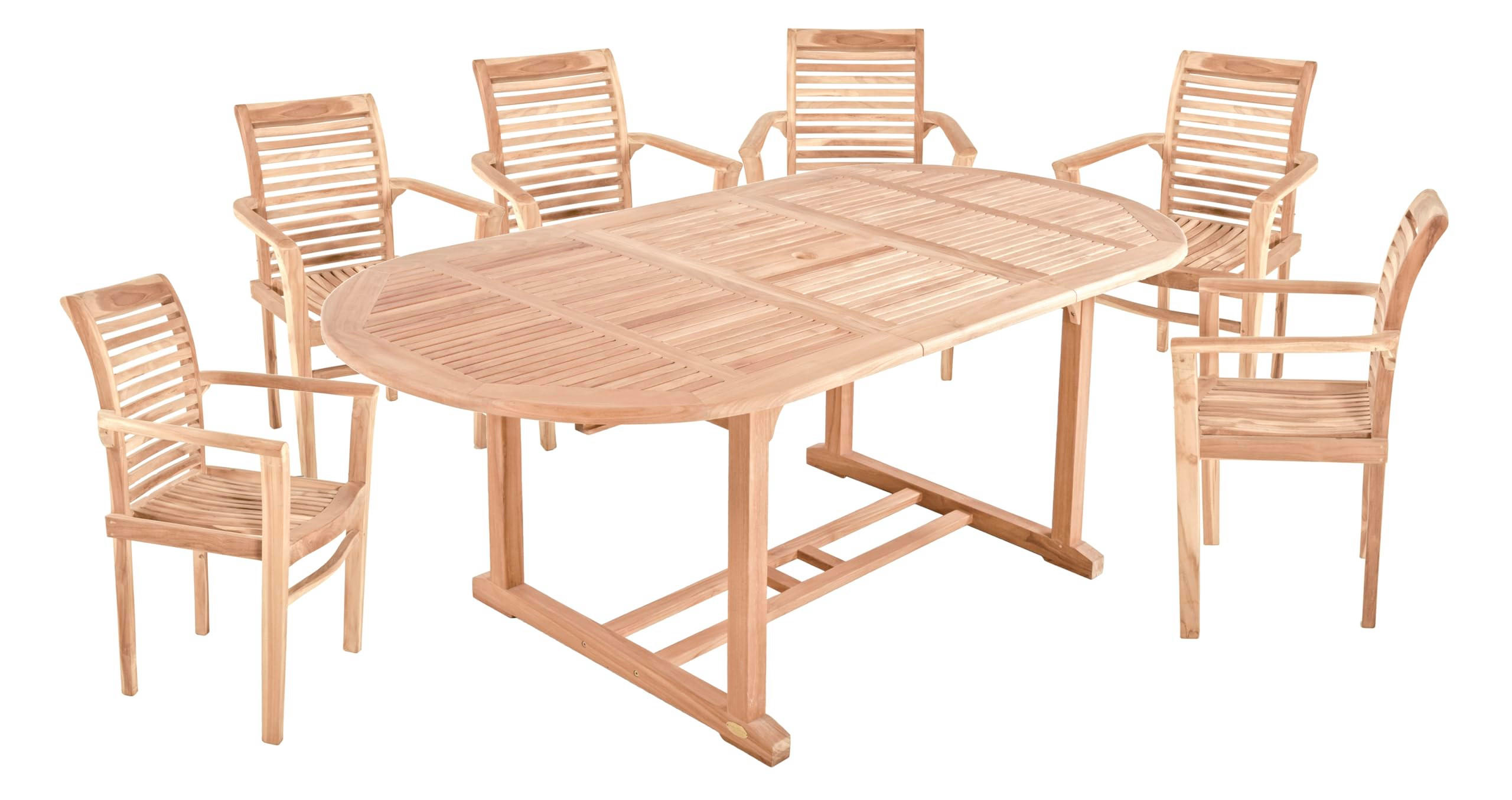 GARTEN-SITZGRUPPE Manuel 7-teilig Gartenmöbel-Set - Teakfarben, Holz - DELUKE