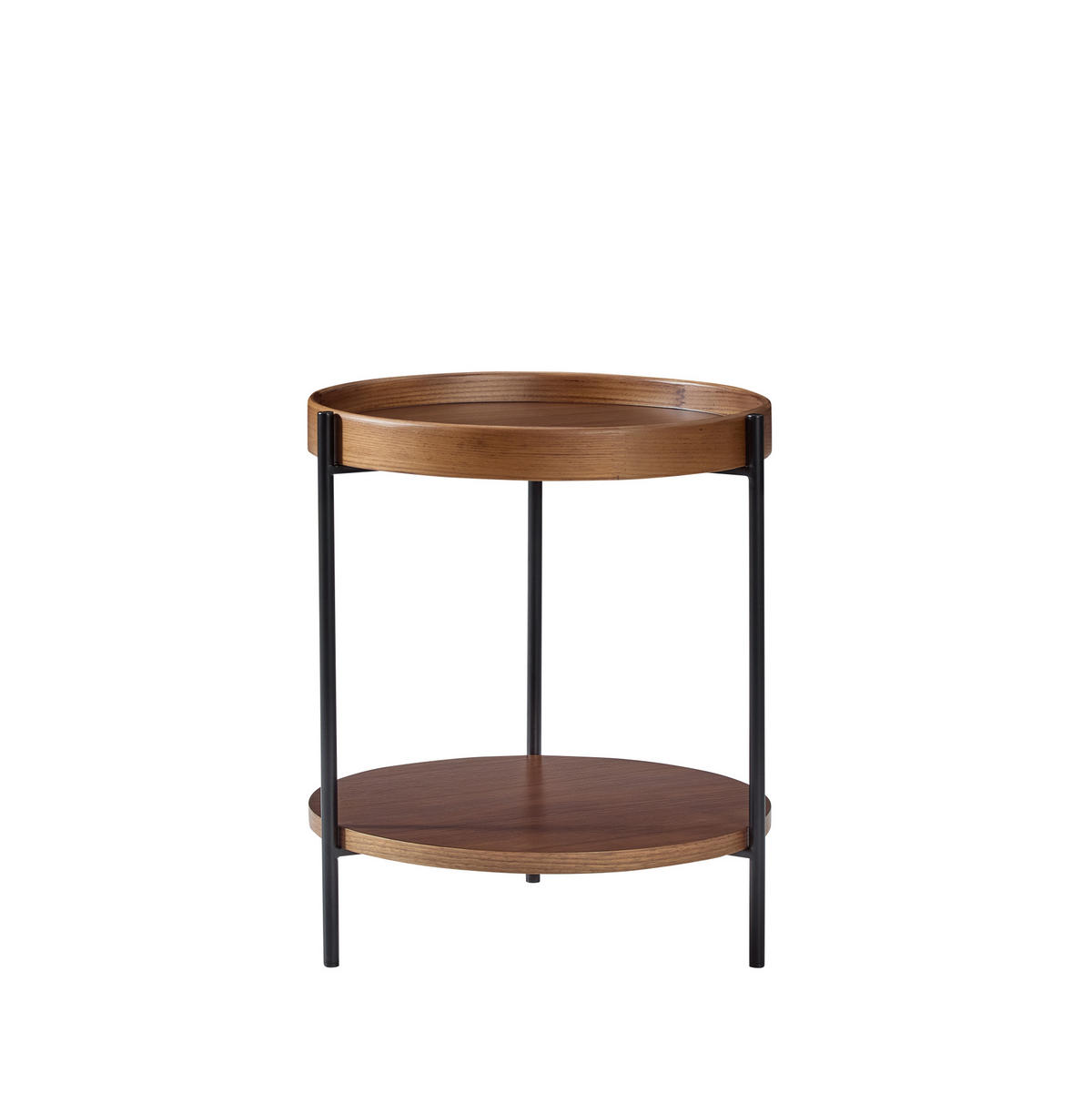 COUCHTISCH 69x38 cm in Walnuss mit 2 Ebenen und Metallgestell - Walnussfarben, Holzwerkstoff (44/44/48cm) - Flora Grace