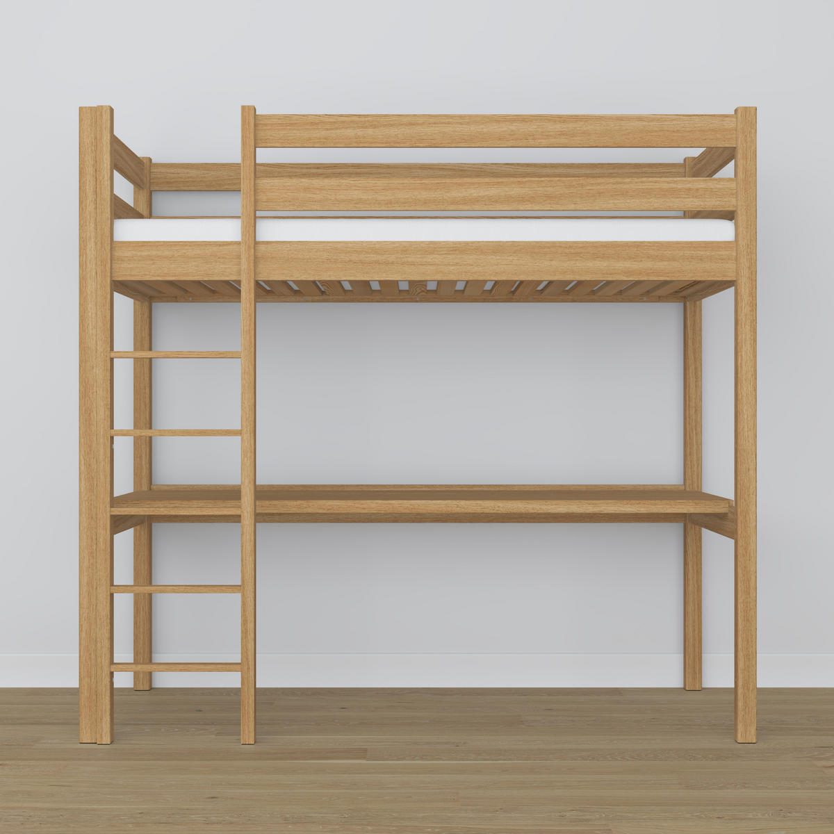 HOCHBETT N05 mit Schreibtisch Eiche Natur 100/190 - Eiche Artisan, Naturmaterialien/Holz (100/190cm) - N-Wood