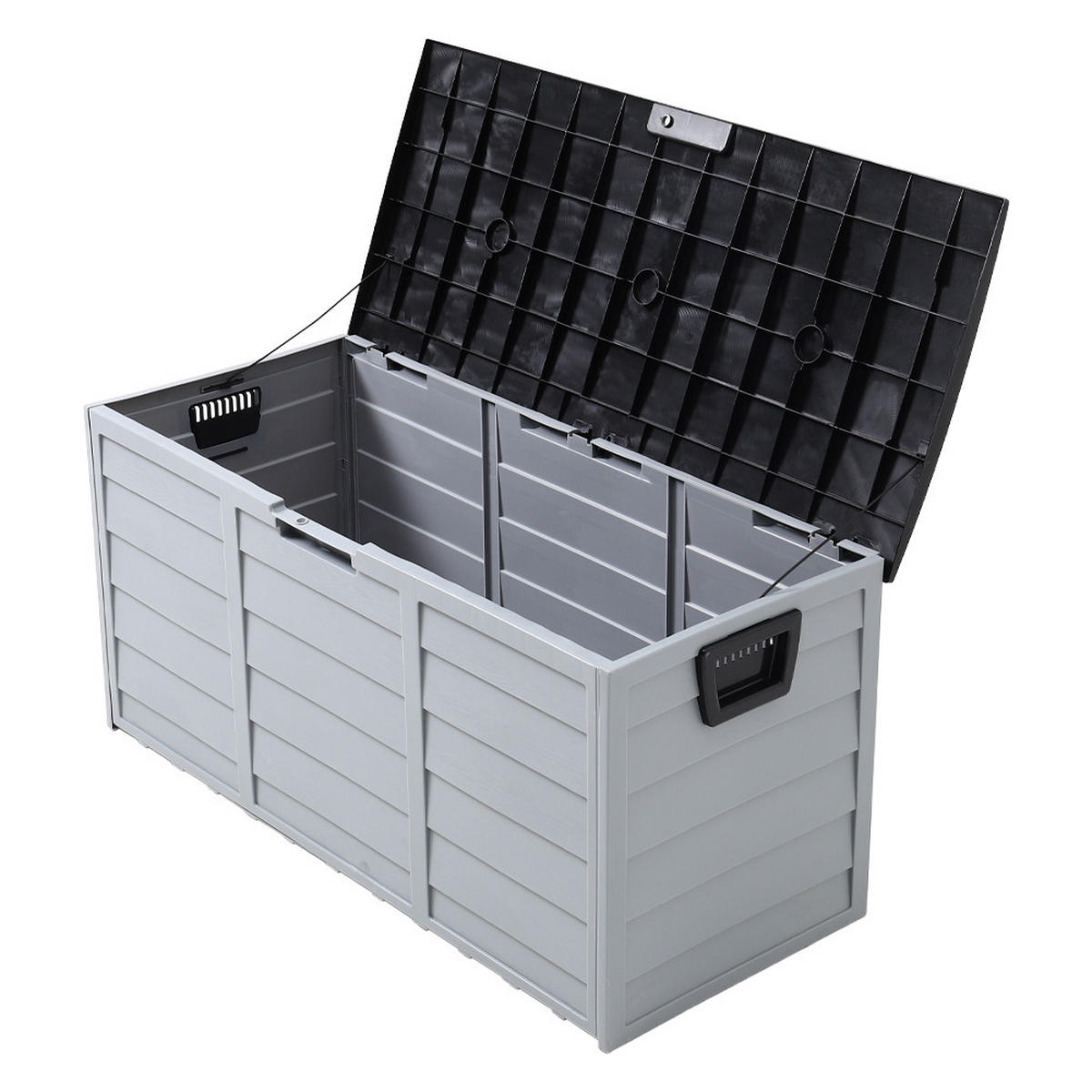 GARTENBOX Kissenbox Auflagenbox 290L aus Kunststoff in Schwarz Abschließbar Wasserdicht Wetterfest für Garten, Terrasse oder Balkon - Schwarz/Grau, Kunststoff (112/54/49cm) - Livingandhome