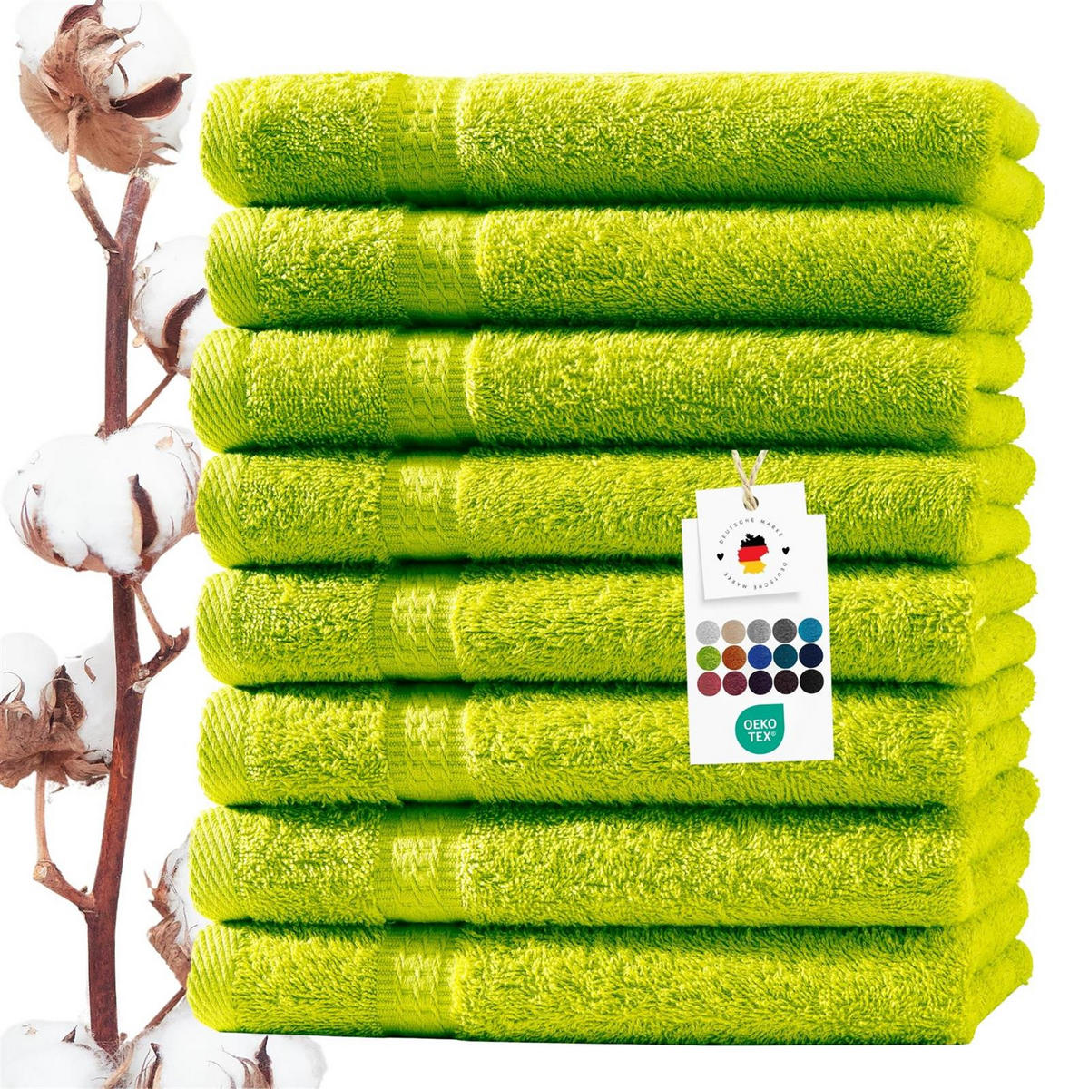 HANDTUCH 50x100 cm Frottier Handtücher im 8er Set aus 100% Baumwolle, Grün 500g/m2 - Grün, Textil (50/100cm) - Carpe Sonno