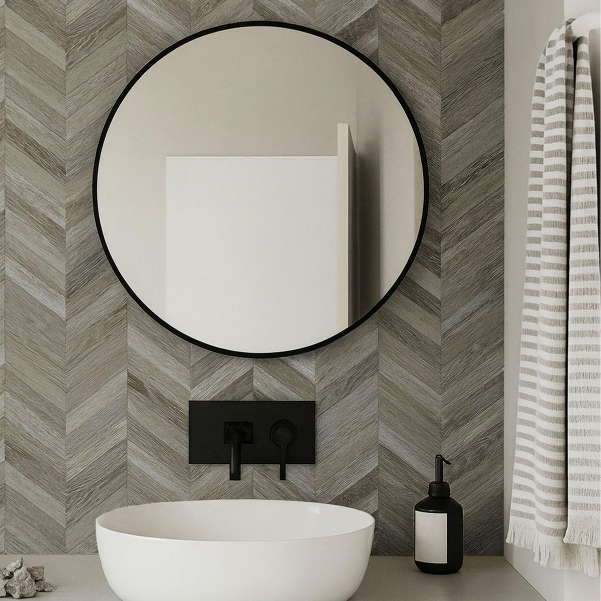 FLIESENAUFKLEBER 1 Stück 29,6 x 25,3 cm Selbstklebende Fliesen – Pesca Legno - Grau, Kunststoff (25.3/0.3/29.6cm) - Mazovia